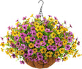 Artificial Faux Hanging Plants Flowers Basket for Spring Outdoor