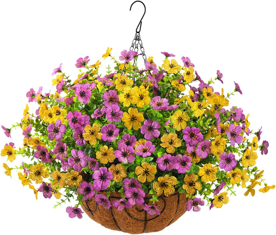 Artificial Faux Hanging Plants for Spring Outdoor Decoration