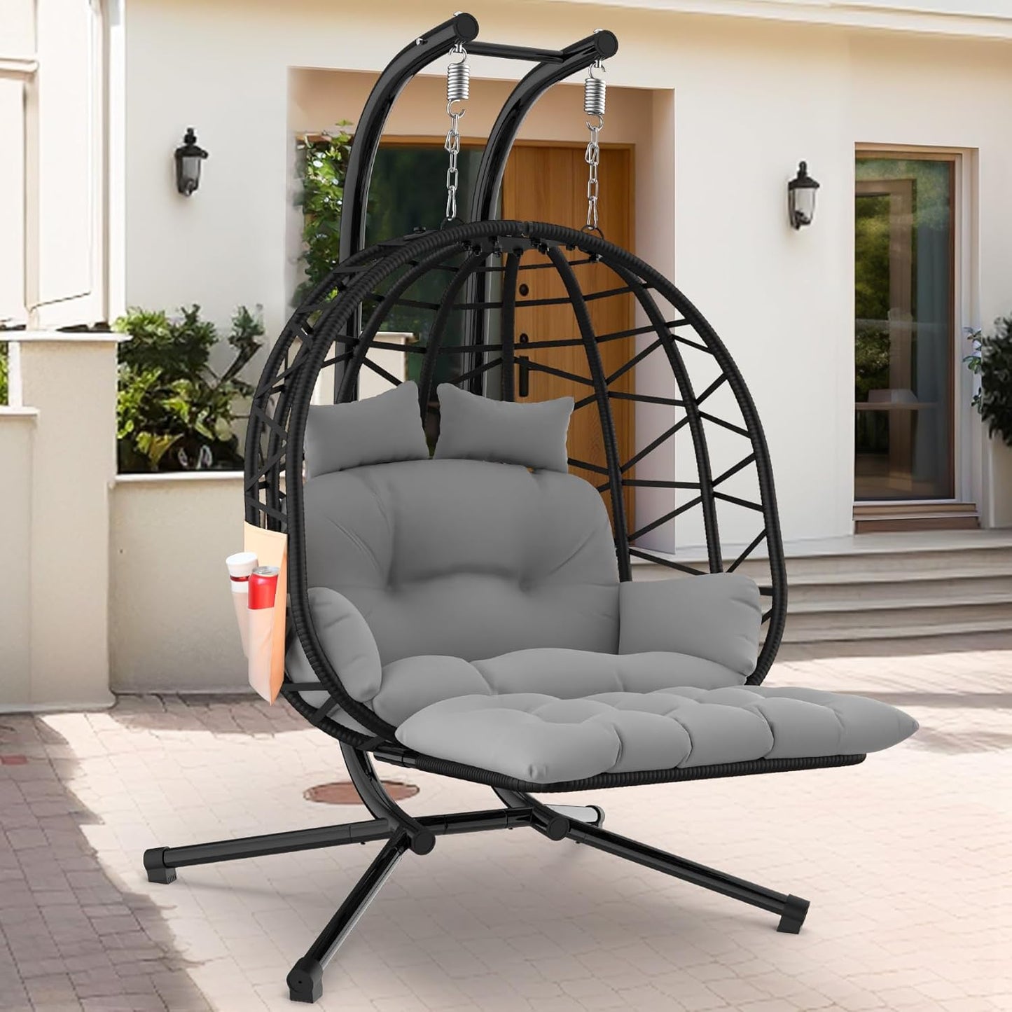 ZENPETIO Double Egg Chair with Stand for 2 Person Comfort