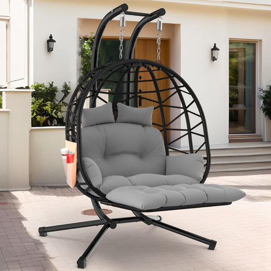 ZENPETIO Double Egg Chair with Stand for 2 Person Comfort