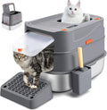 Stainless Steel Litter Box with 180 Flip-Top Lid for Cats