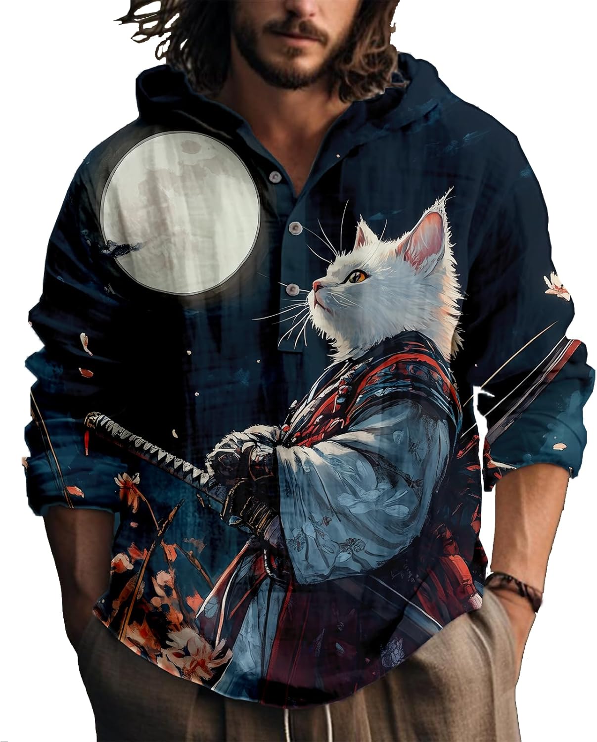 Lightweight Henley Hoodie for Men
