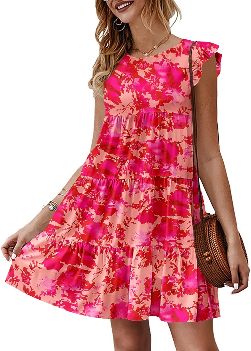 KIRUNDO Women's Summer Dresses: Flowy Babydoll Mini Dress
