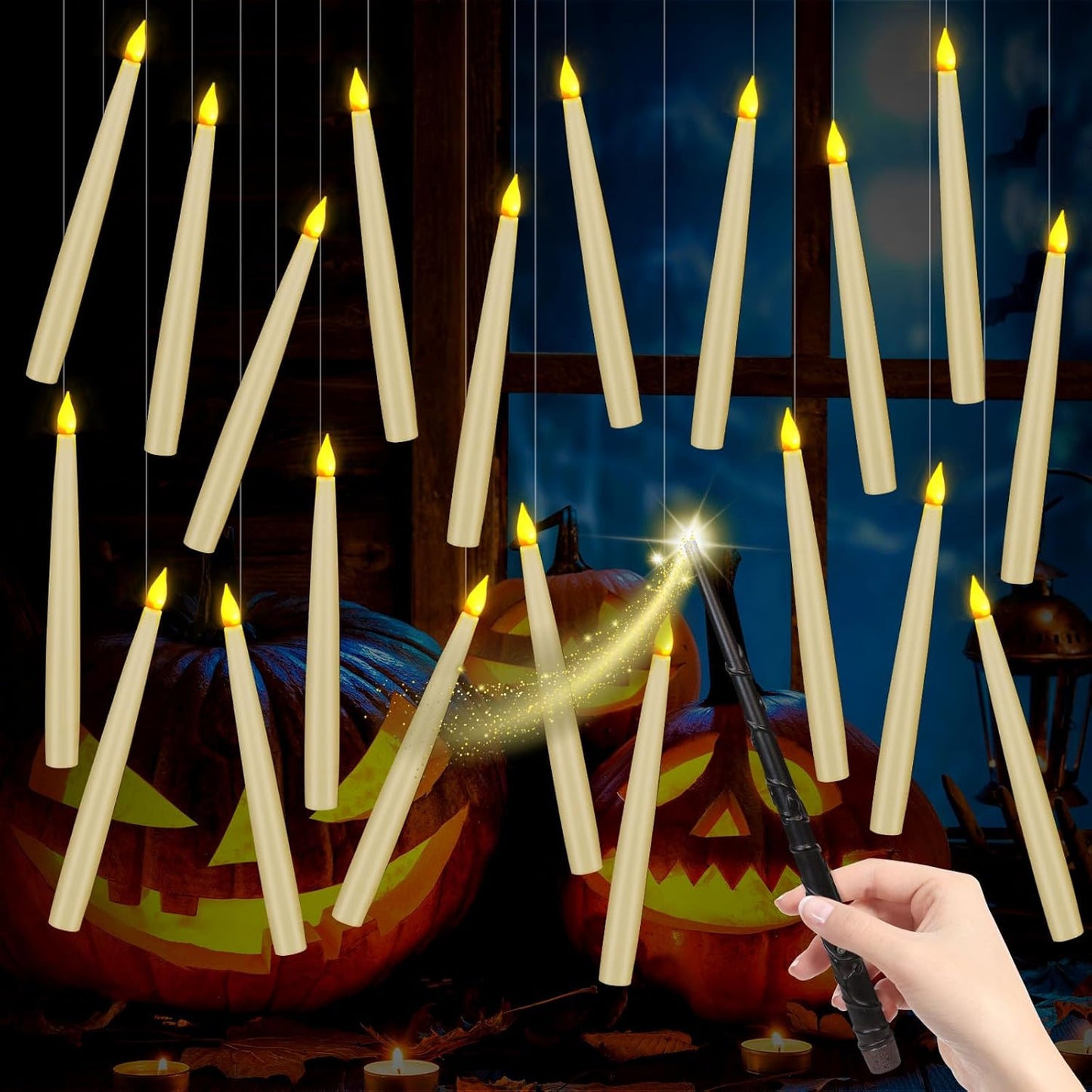 20 Pack Floating Candles with Wand for Magical Decor