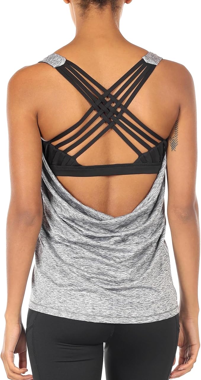 icyzone Women's Open Back Yoga Tank Tops with Built in Bra Review