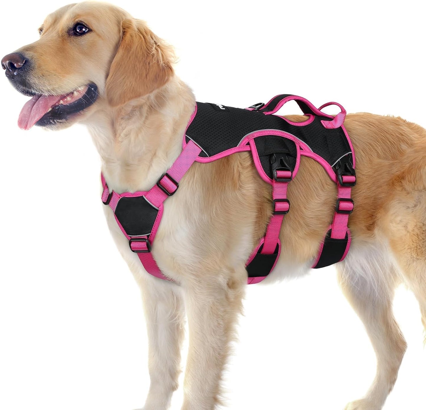 Escape Proof Dog Harness for Large Dogs by rabbitgoo - Pink & Black