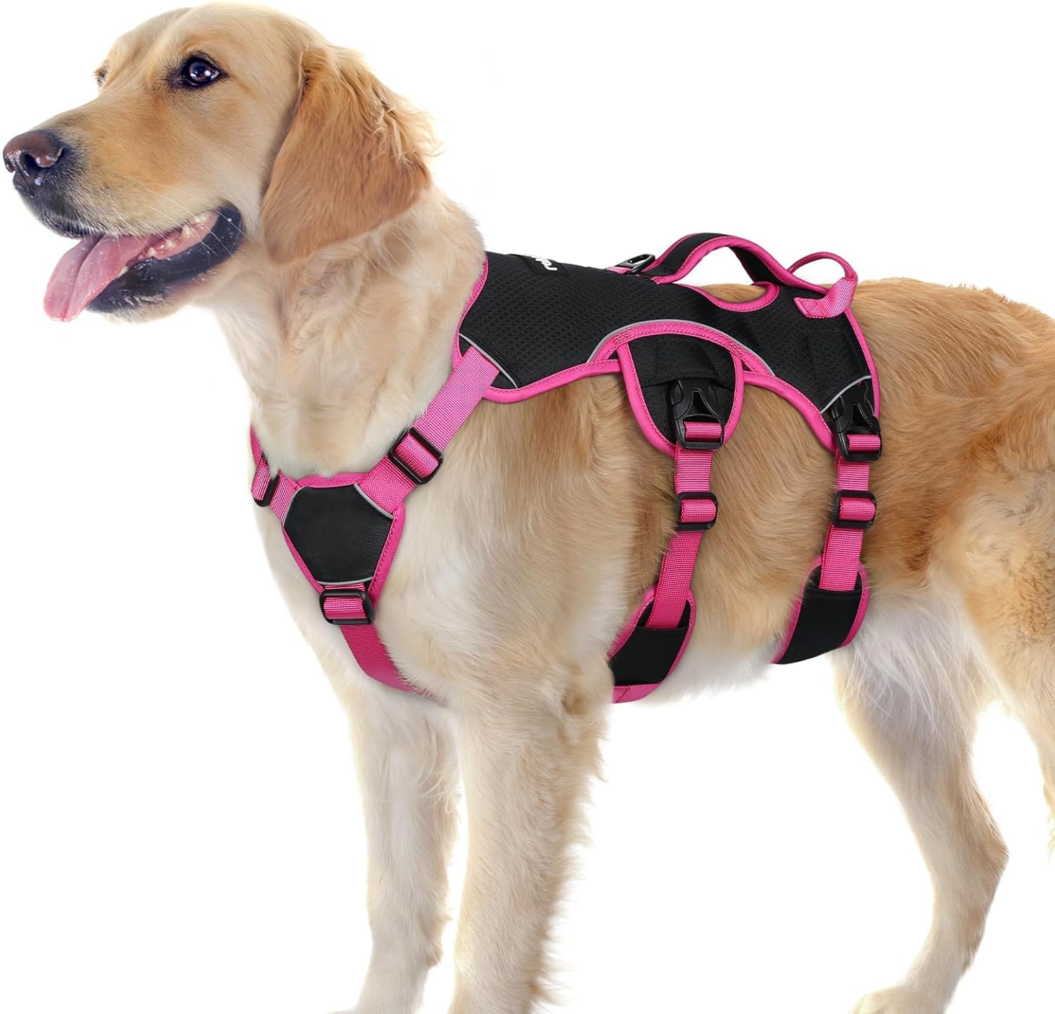 Escape Proof Dog Harness for Large Dogs by rabbitgoo - Pink & Black