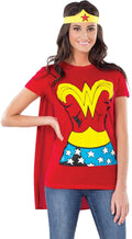 Wonder Woman Women's T-Shirt with Detachable Cape and Tiara - Costume