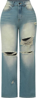 THUNDER STAR Womens High Waisted Wide Leg Jeans - Flattering Stretch
