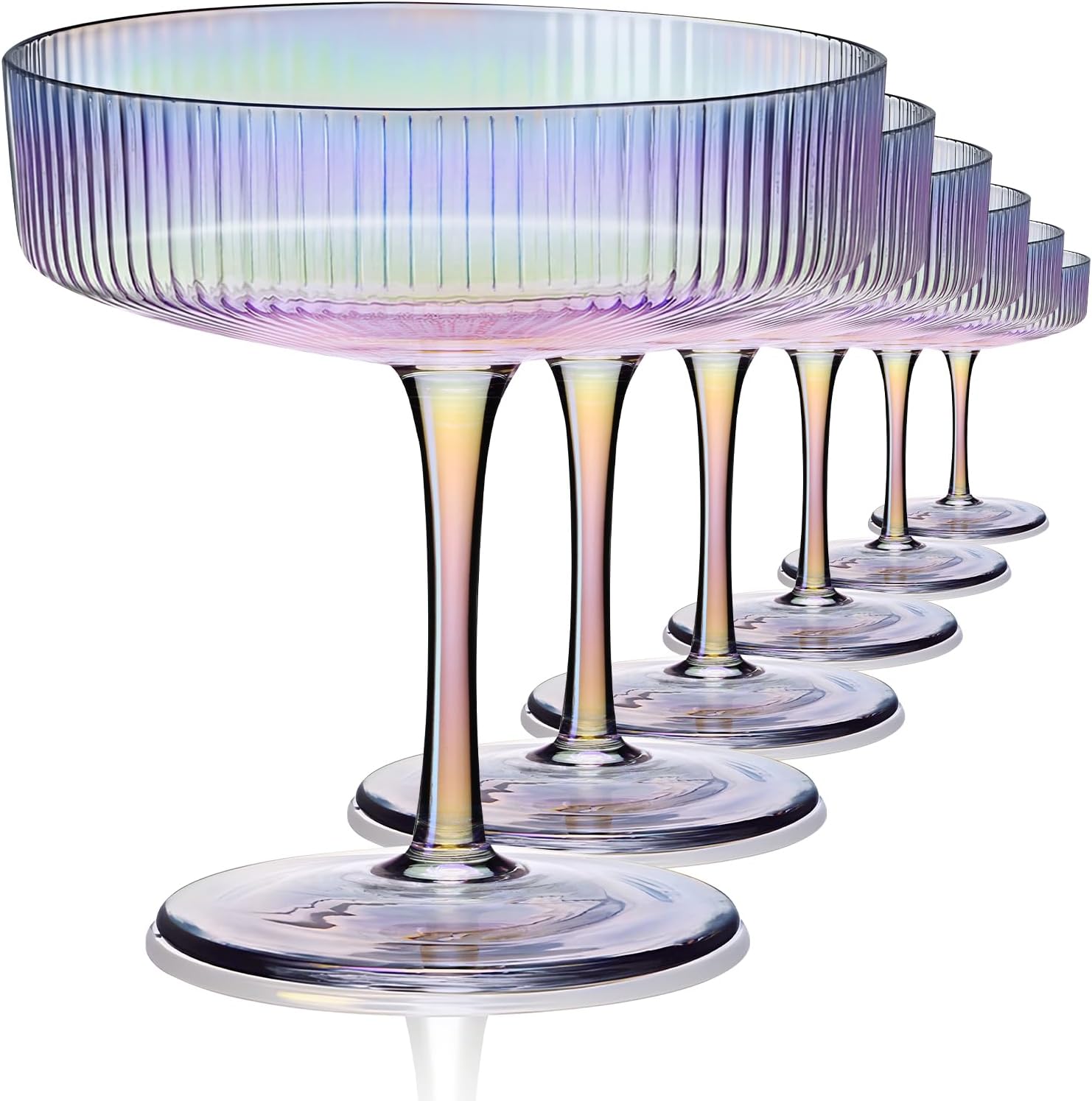 CUKBLESS Iridescent Martini Glasses Set of 6 for Cocktails