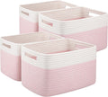 Storage Baskets for Shelves 4 Pack - Woven Cotton Rope Organizers
