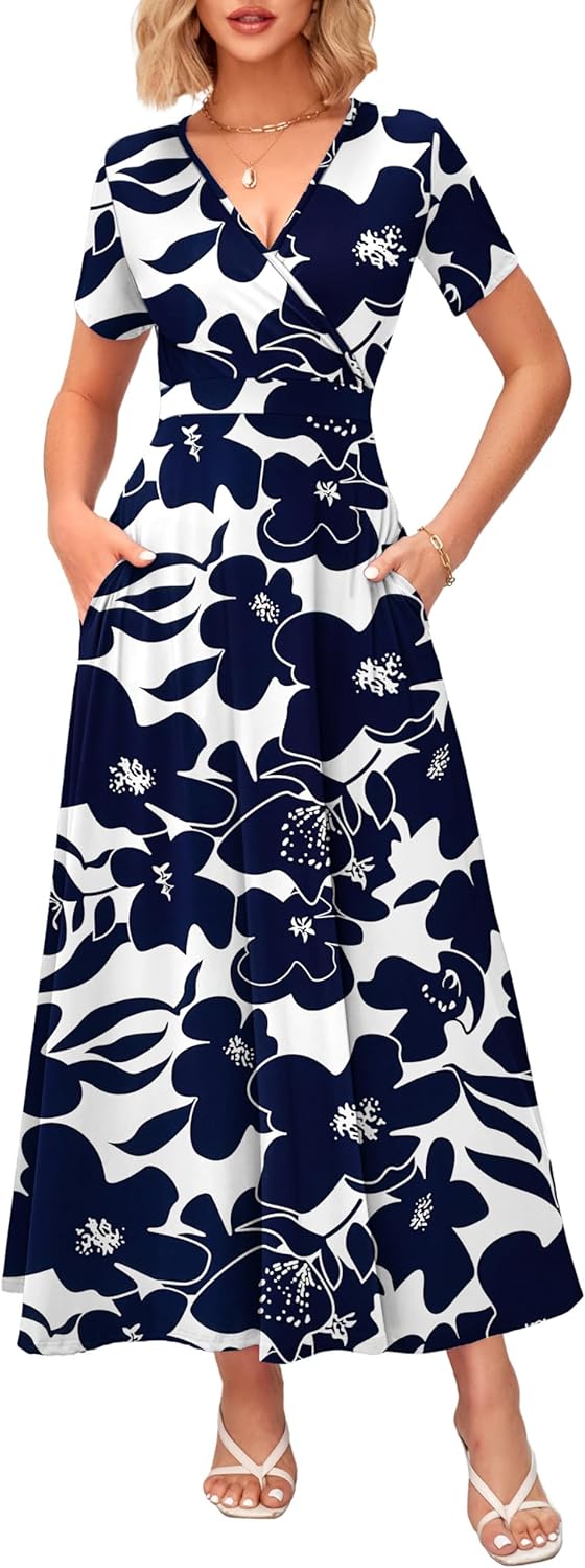 WNEEDU Women's Summer Maxi Dress with Pockets for Every Occasion