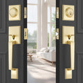 Brass Double Front Door Handle Set - Gold Satin Finish for Double