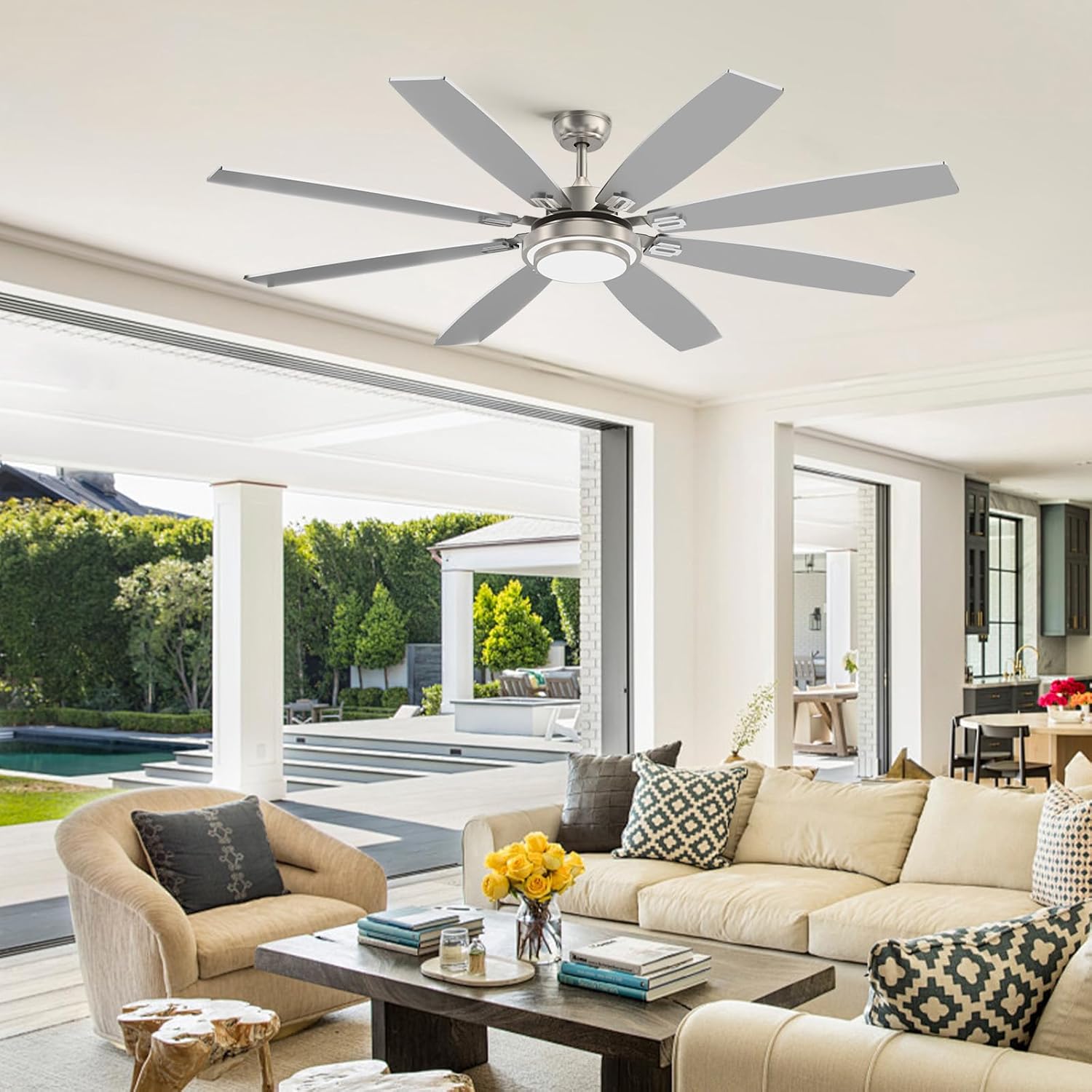 72 Inch Large Ceiling Fan with Lights and Remote Control Features