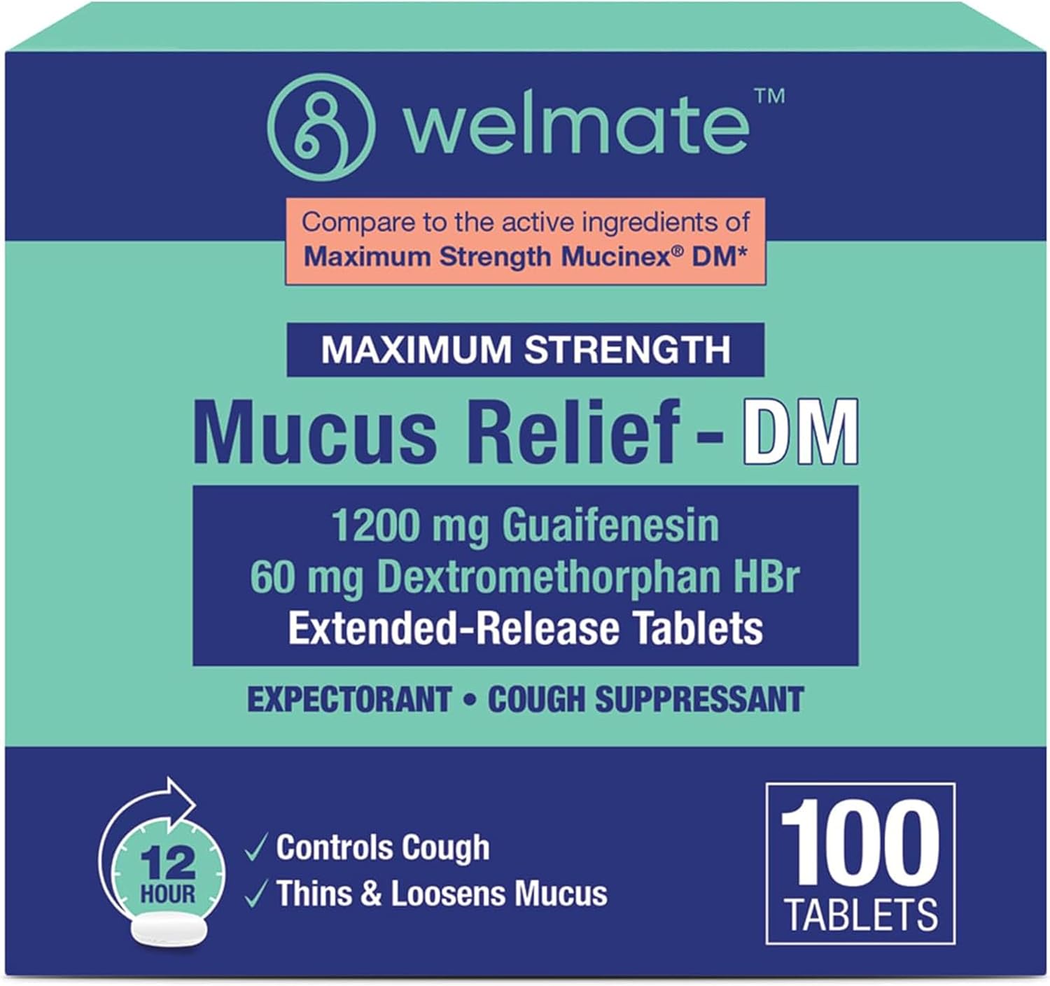 WELMATE Maximum Strength Mucus Relief DM for Chest Congestion