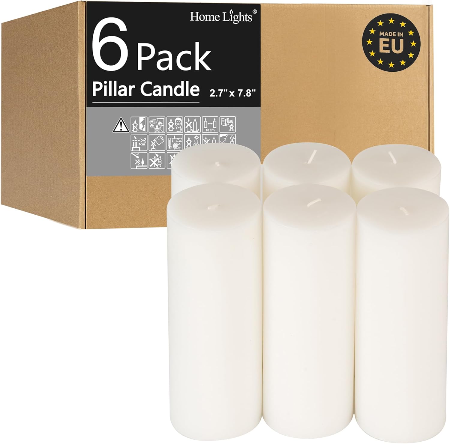 HomeLights Pillar Candles - 80 Hours of Smokeless Ambiance