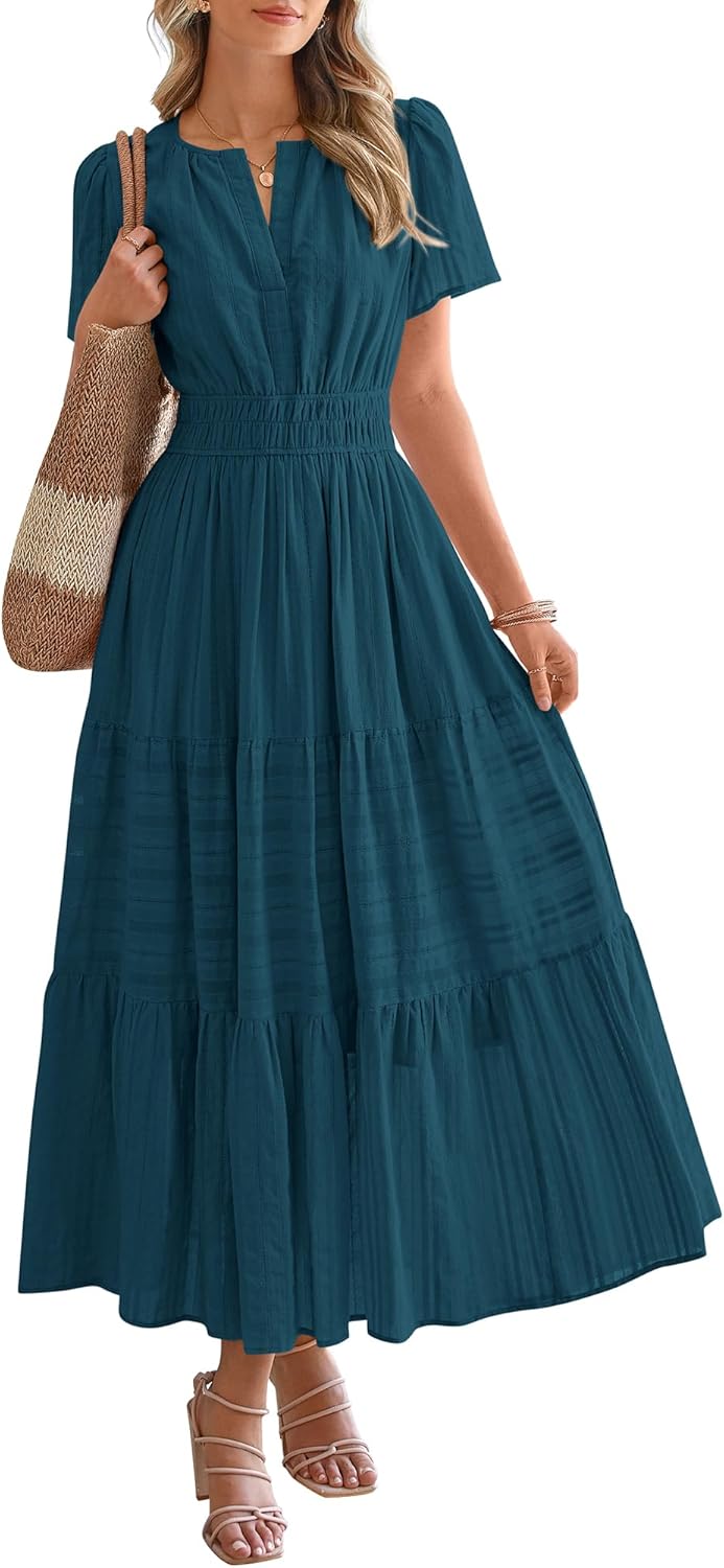 BTFBM Womens Summer Casual Midi Maxi Dresses with Pockets
