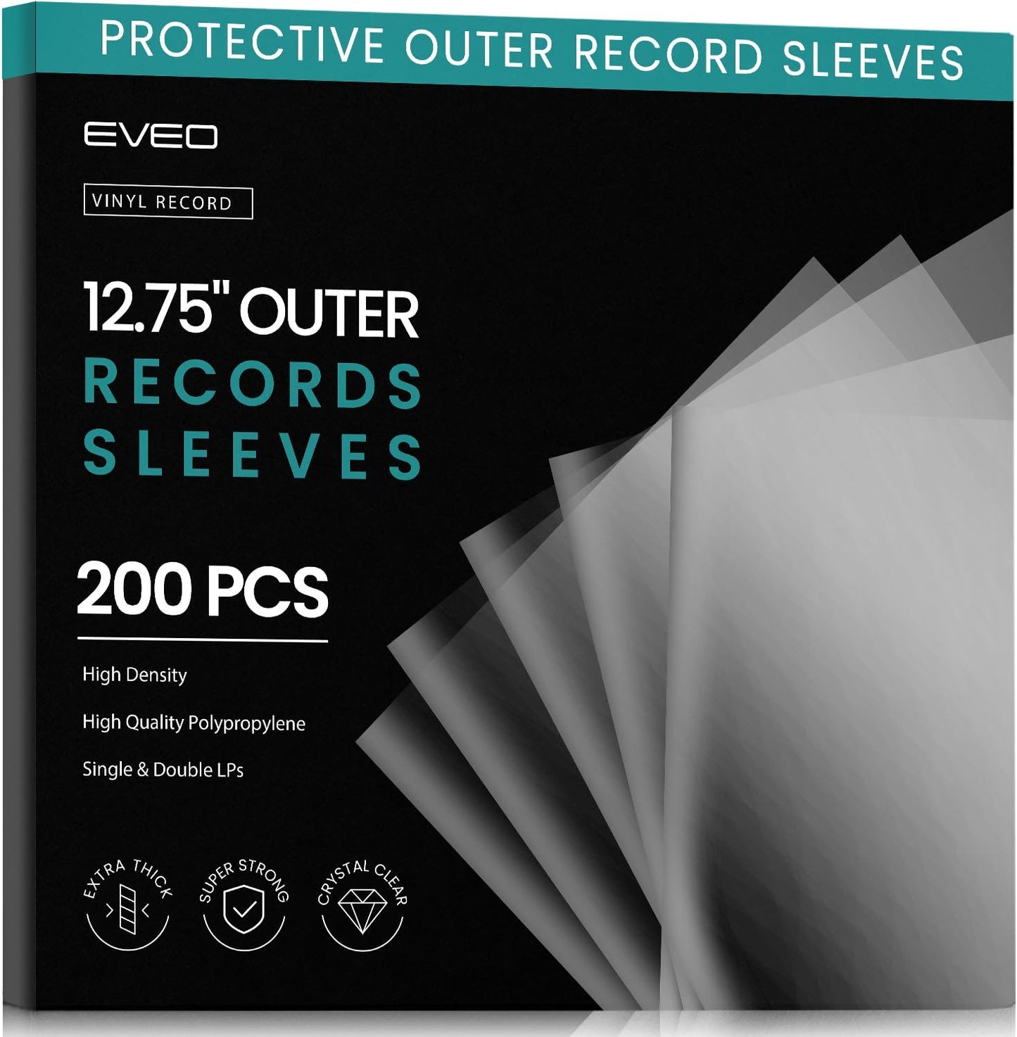 EVEO 200 Vinyl Record Sleeves for Ultimate Album Protection