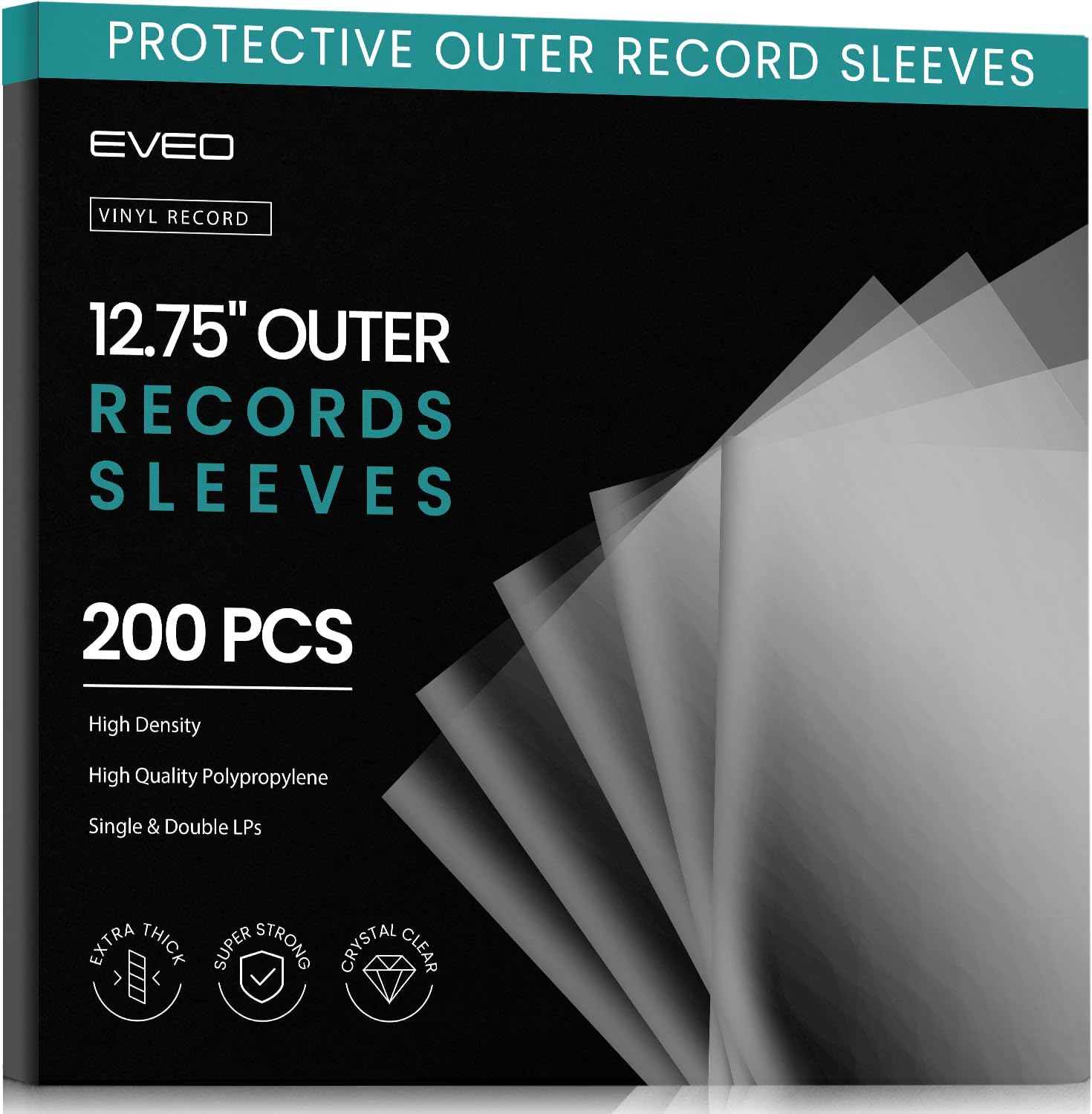 EVEO 200 Vinyl Record Sleeves for Ultimate Album Protection