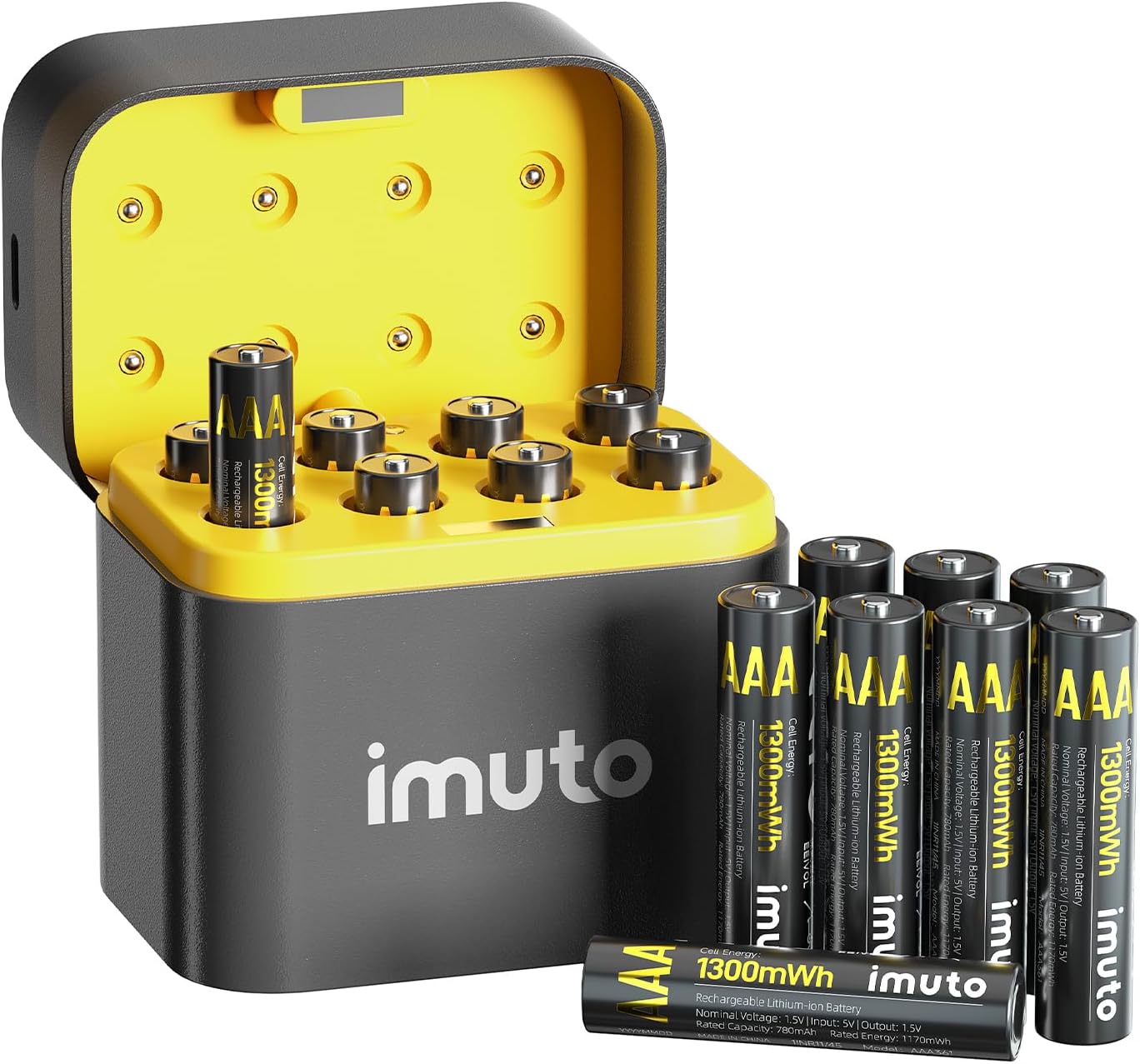 imuto Rechargeable AAA Batteries with Fast Charger for Devices