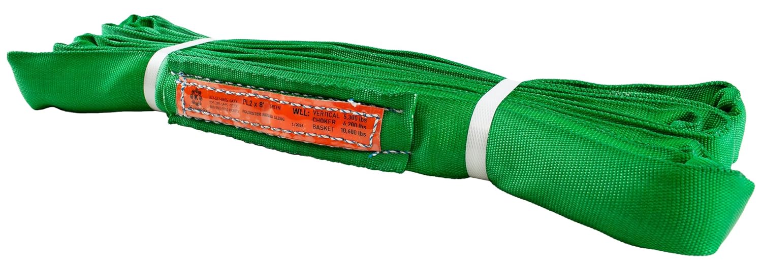 Power Lift PL2x8ft Green Polyester Round Sling for Heavy Loads