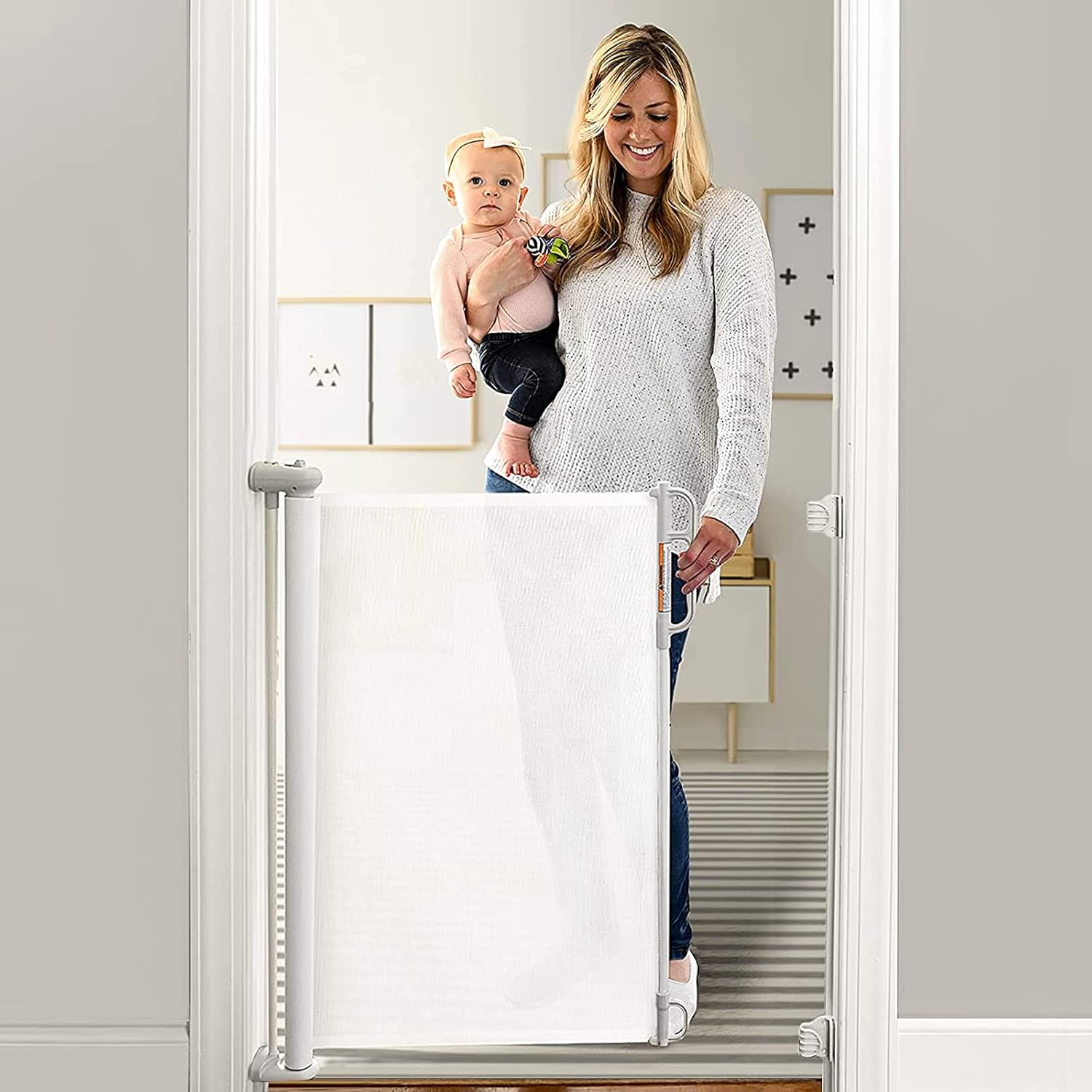 Retractable Baby Gate for Safety at Home, 33in Tall, 55in Wide