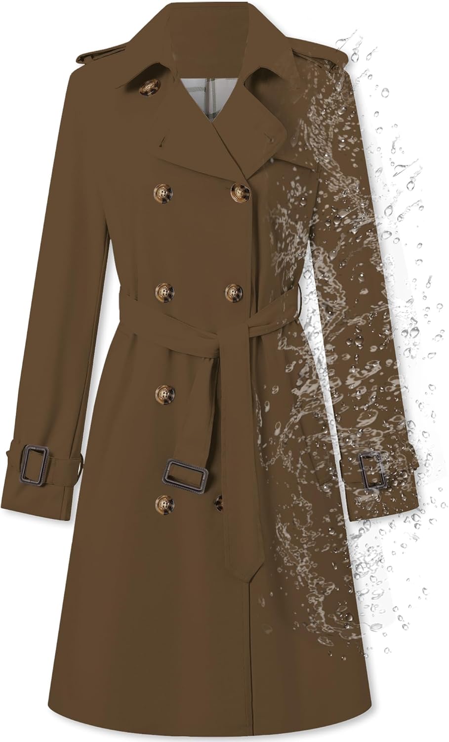 Double Breasted Waterproof Trench Coat for Women - Stylish Overcoat