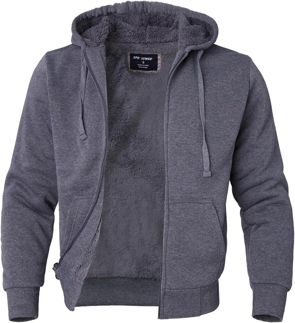 Facitisu Flannel Hoodies for Men Sherpa Lined Heavy Fleece