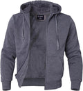 Facitisu Flannel Hoodies for Men Sherpa Lined Heavy Fleece Plaid Navy
