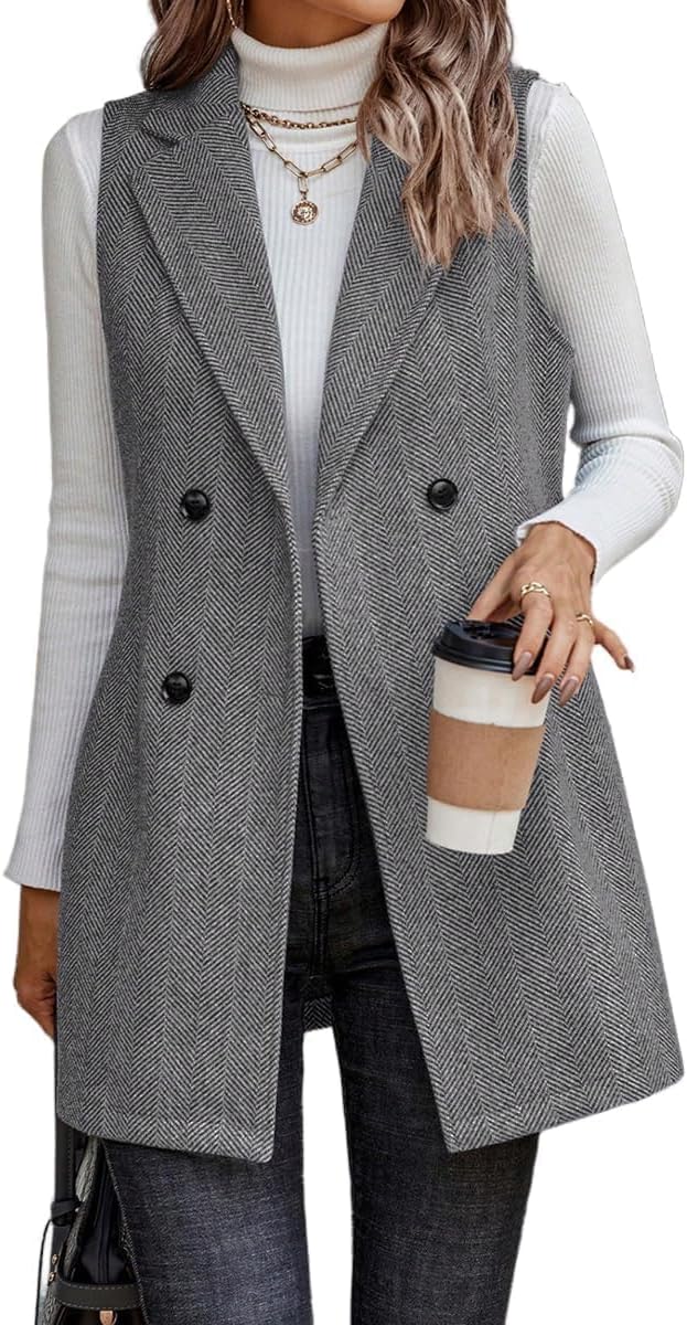 IDEALSANXUN Long Vest for Women - Stylish Sleeveless Blazer