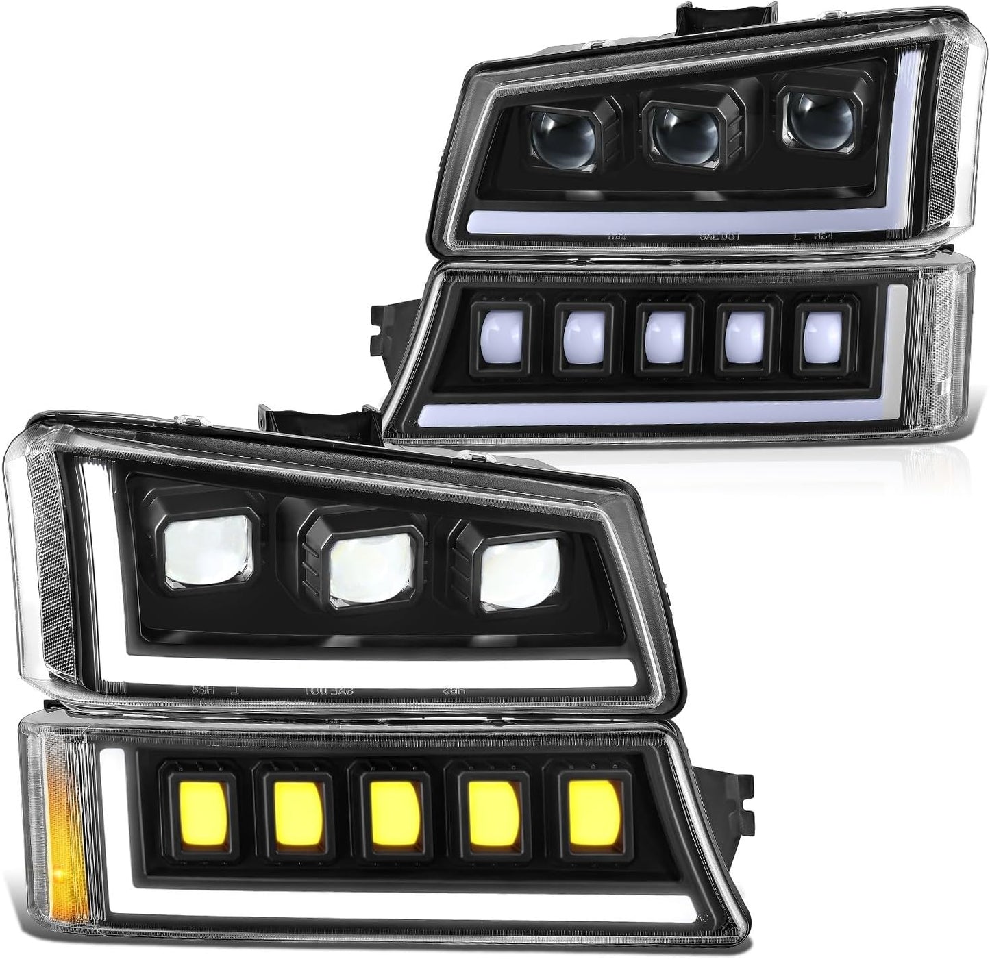 Full LED Projector Sequential Headlights for Chevy Silverado