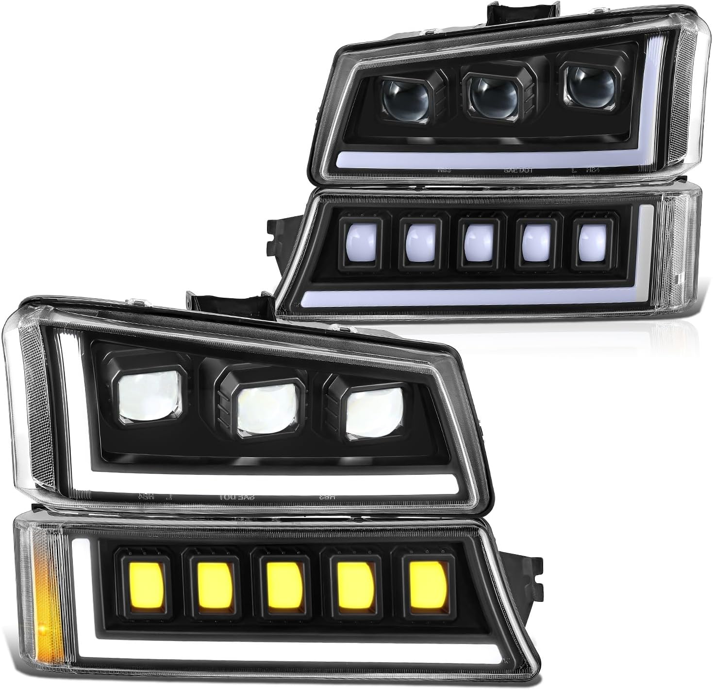 Full LED Projector Sequential Headlights for Chevy Silverado