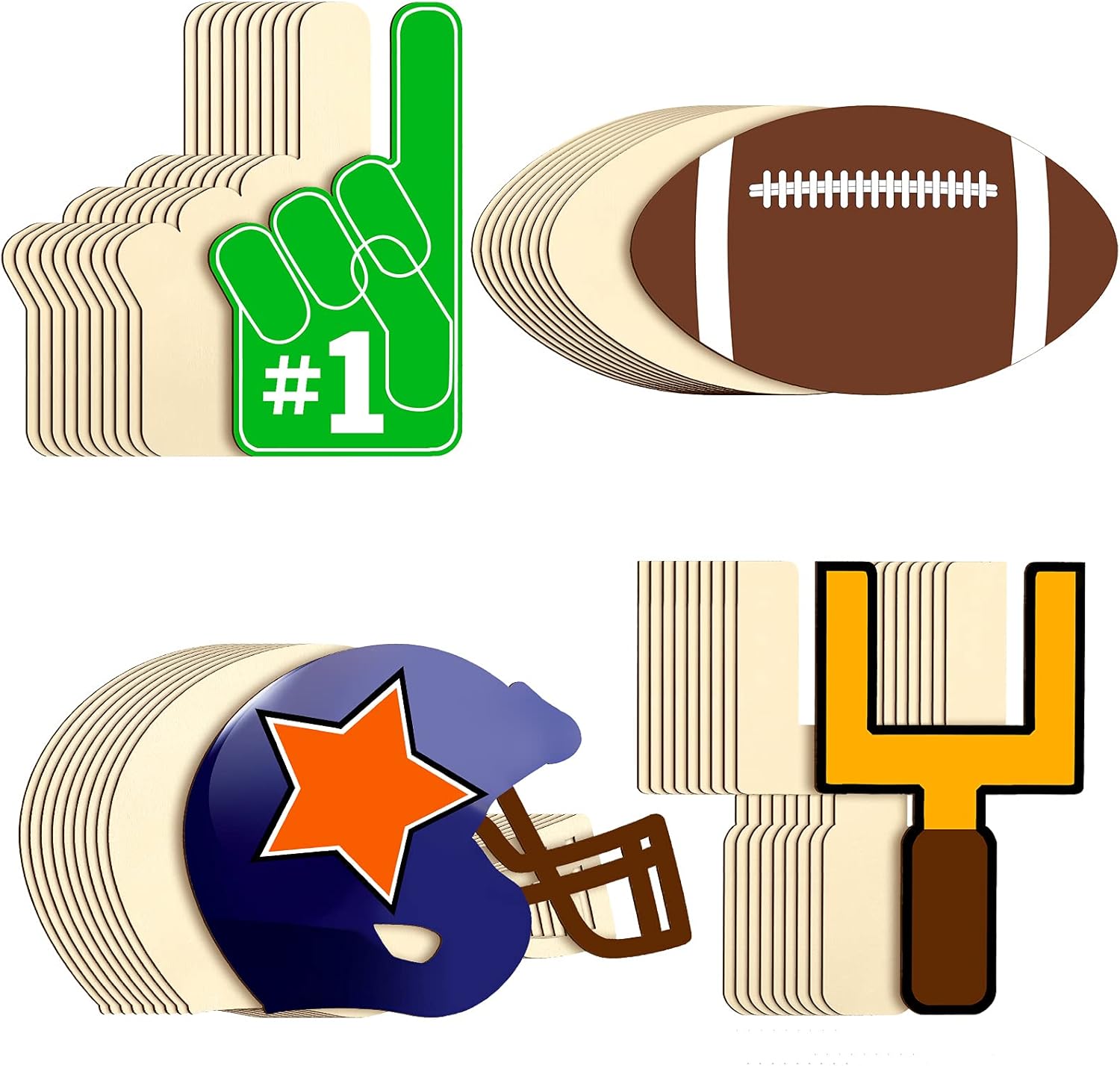 Wood Football Helmet Cutouts - Craft Sports Ornaments