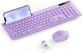 seenda Wireless Keyboard & Mouse - Full-Size, Purple, Phone Holder