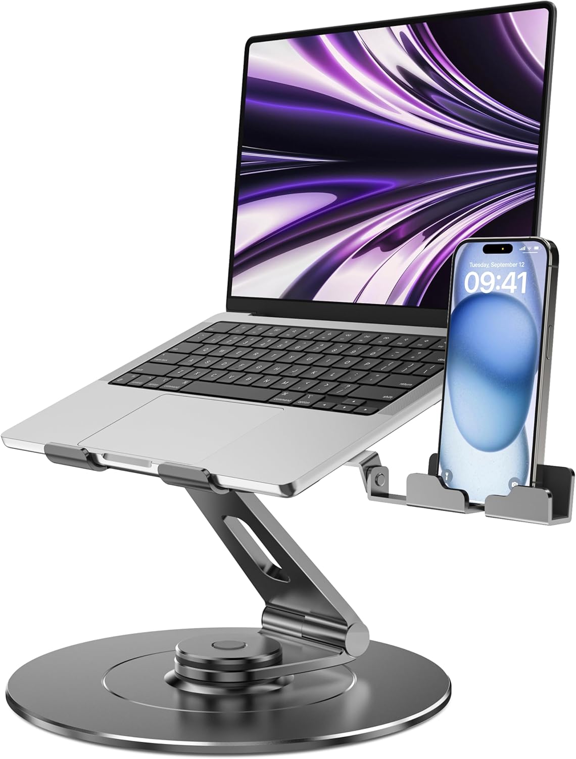 Ultra-Stable Aluminum Swivel Laptop Stand for Desk with Holder