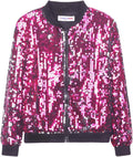 Girls' Ombre Sequin Bomber Jacket with Pockets - Sparkle Gradient
