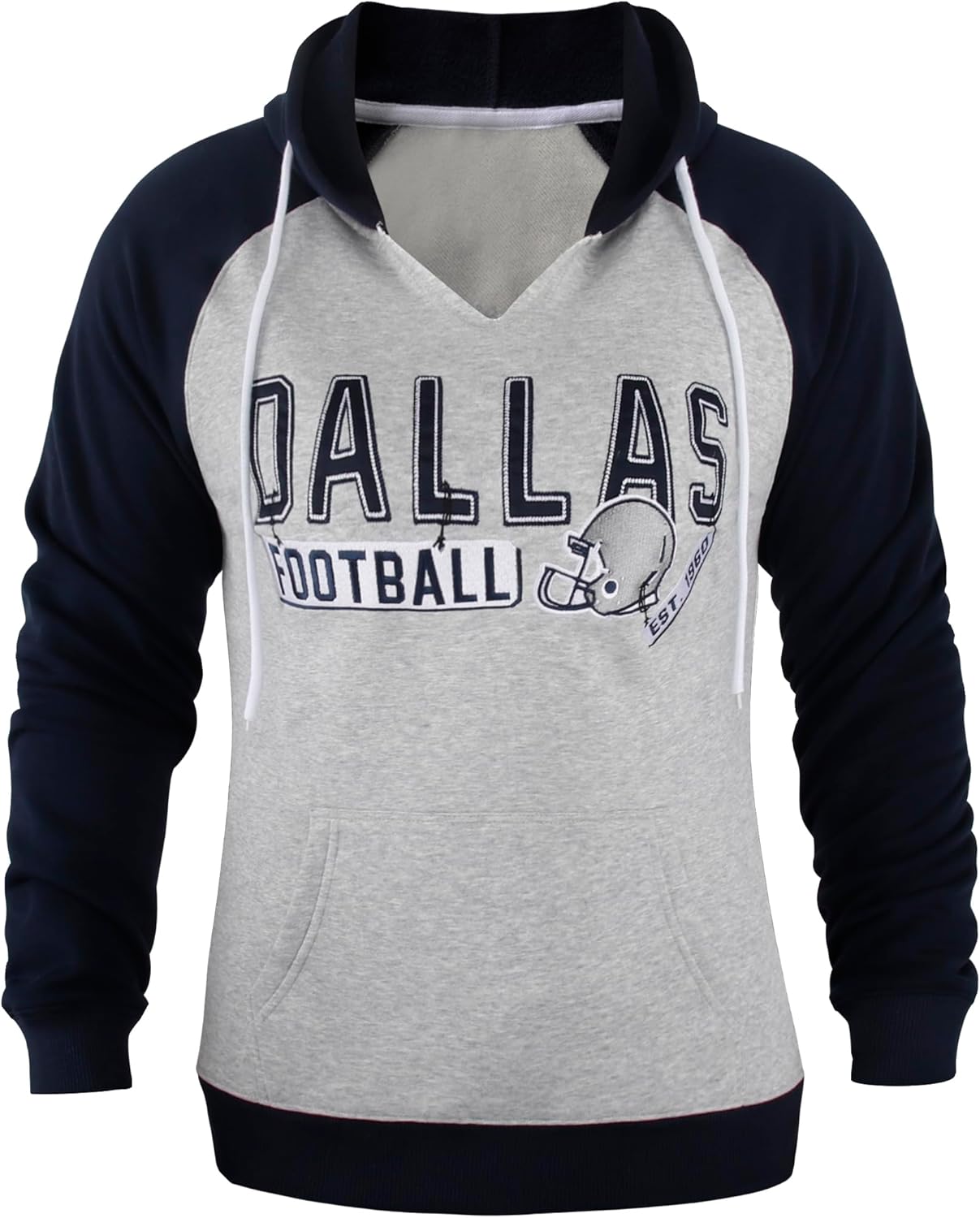 Womens Football City Fans V Neck Raglan Vintage Hoodies