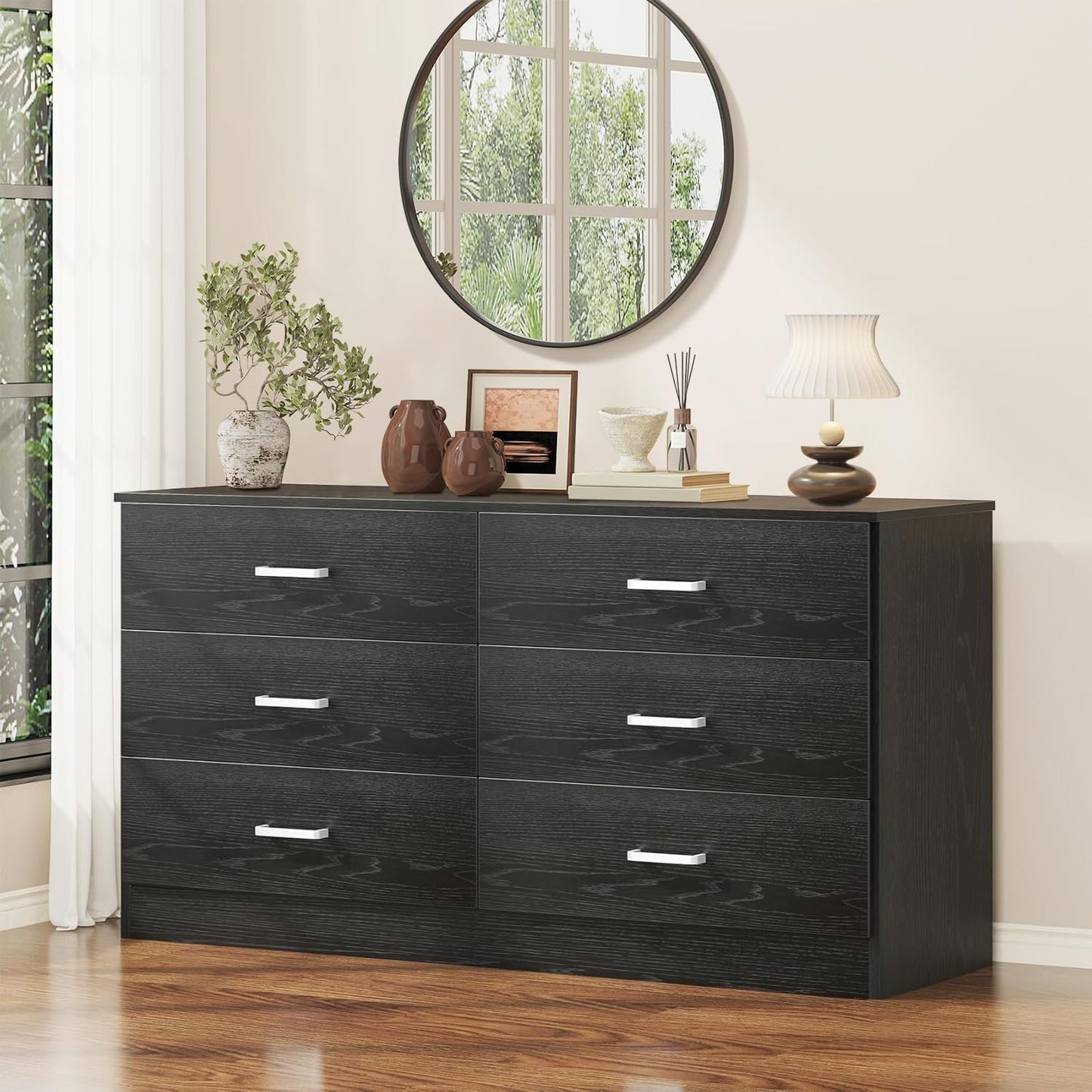 Bigbiglife Wood Dresser for Bedroom with 6 Spacious Drawers