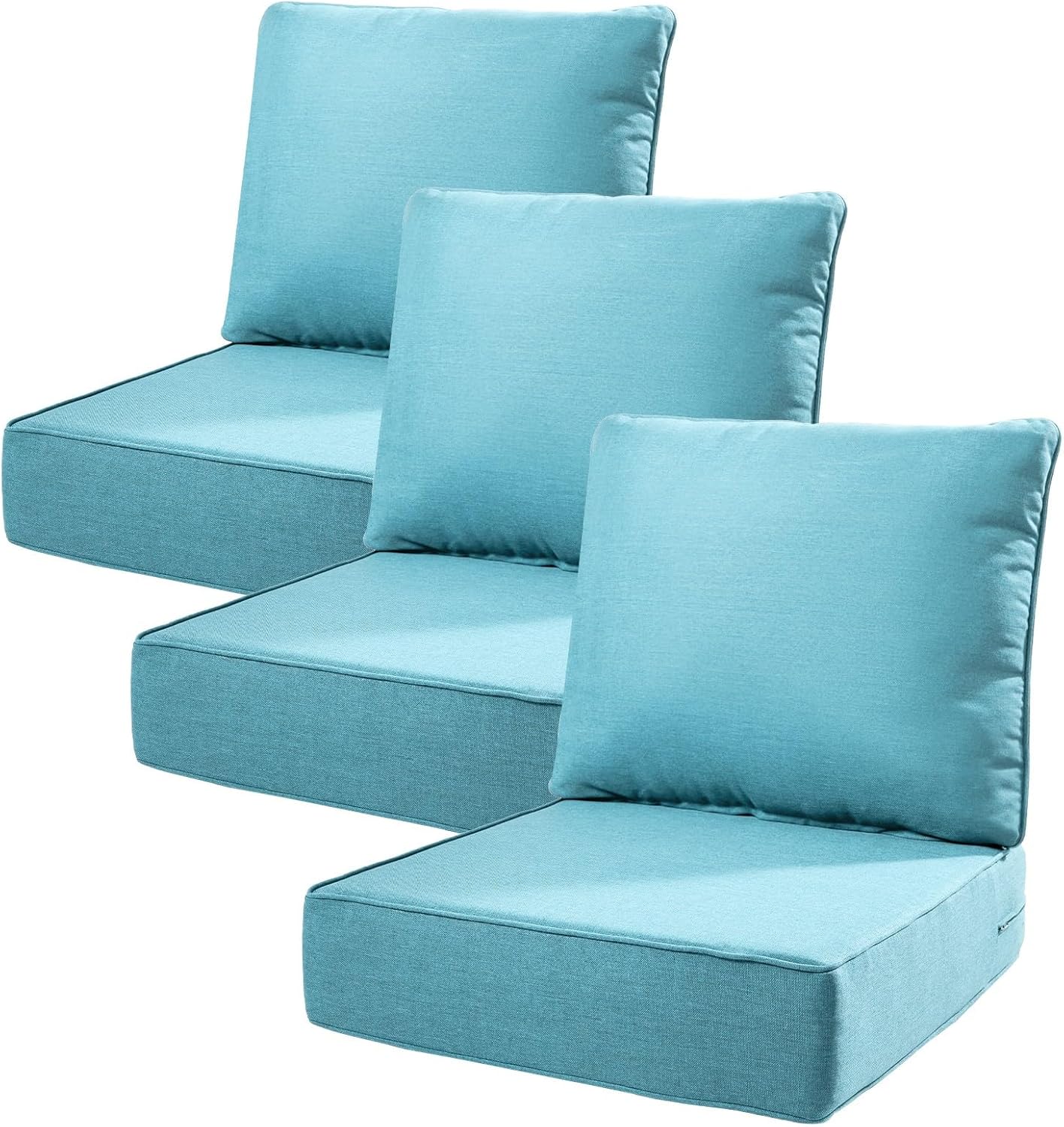6 Thick Outdoor Cushions for Deep Seat Patio Chairs - Teal