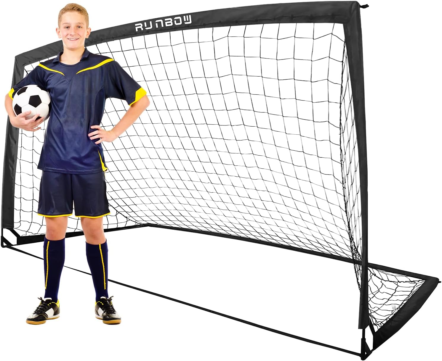RUNBOW 9x5 FT Kids Soccer Goal - Portable Folding Net for Fun
