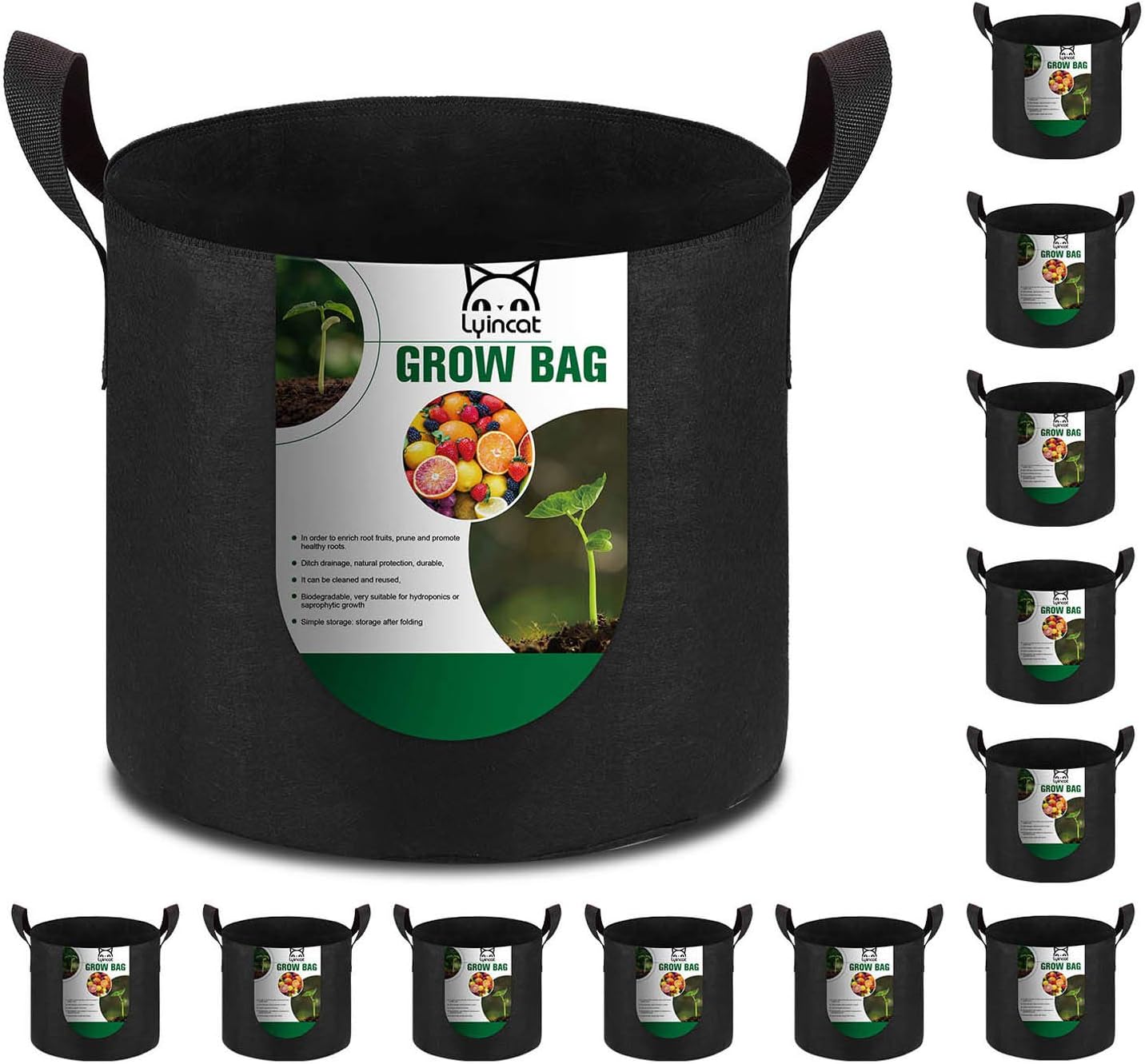 12-Pack 20 Gallon Grow Bags for Thriving Plants and Gardens
