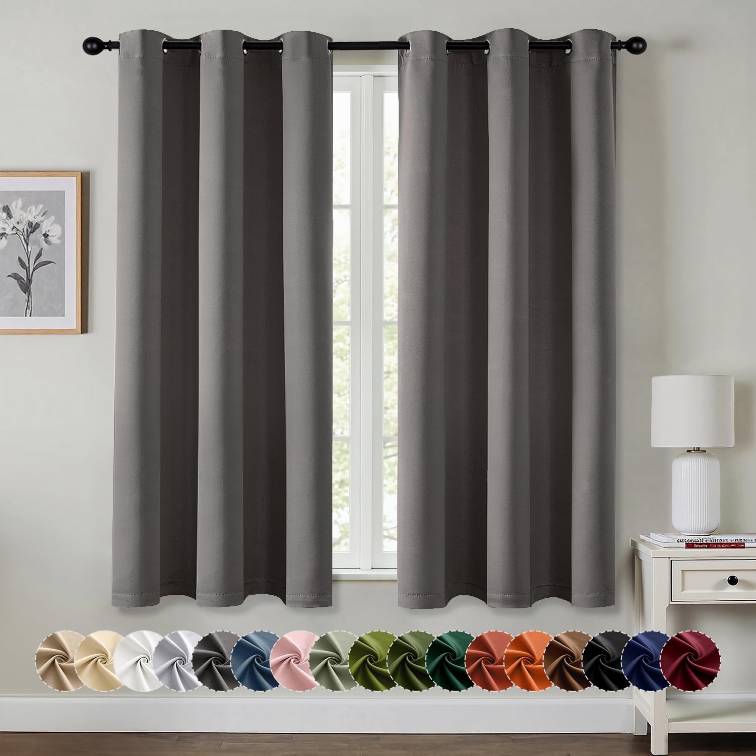 MIULEE Grey Blackout Curtains for Bedroom and Living Room