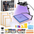 Screen Printing Kit 60pcs with LED UV Exposure Lamp - Beginner Starter