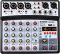 BOMGE 6 Channel Audio Sound Mixer - Compact DJ Mixing Console