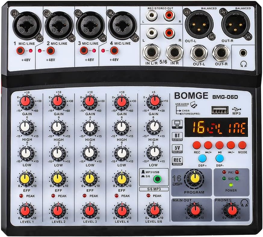 BOMGE 6 Channel Audio Mixer for Live Streaming and Recording