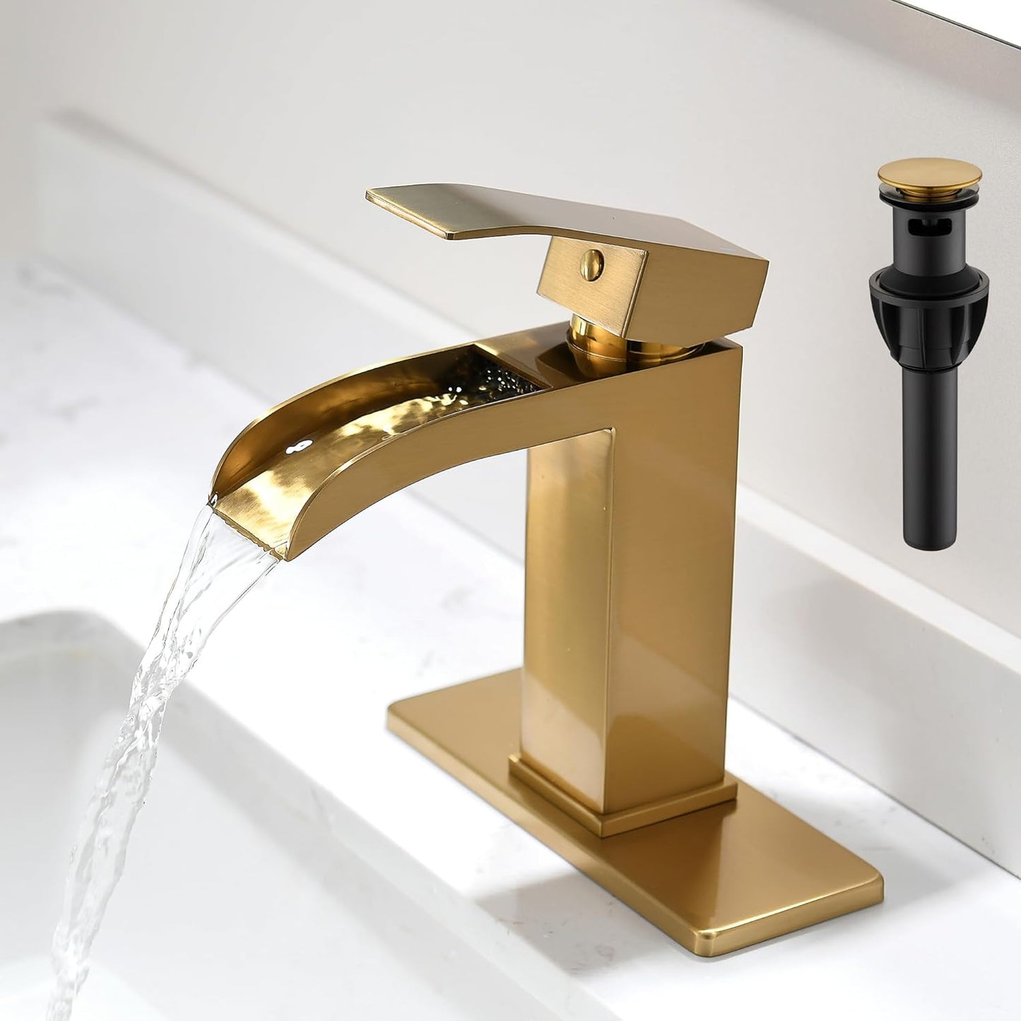 Waterfall Bathroom Faucet Gold - Modern Single Handle Design