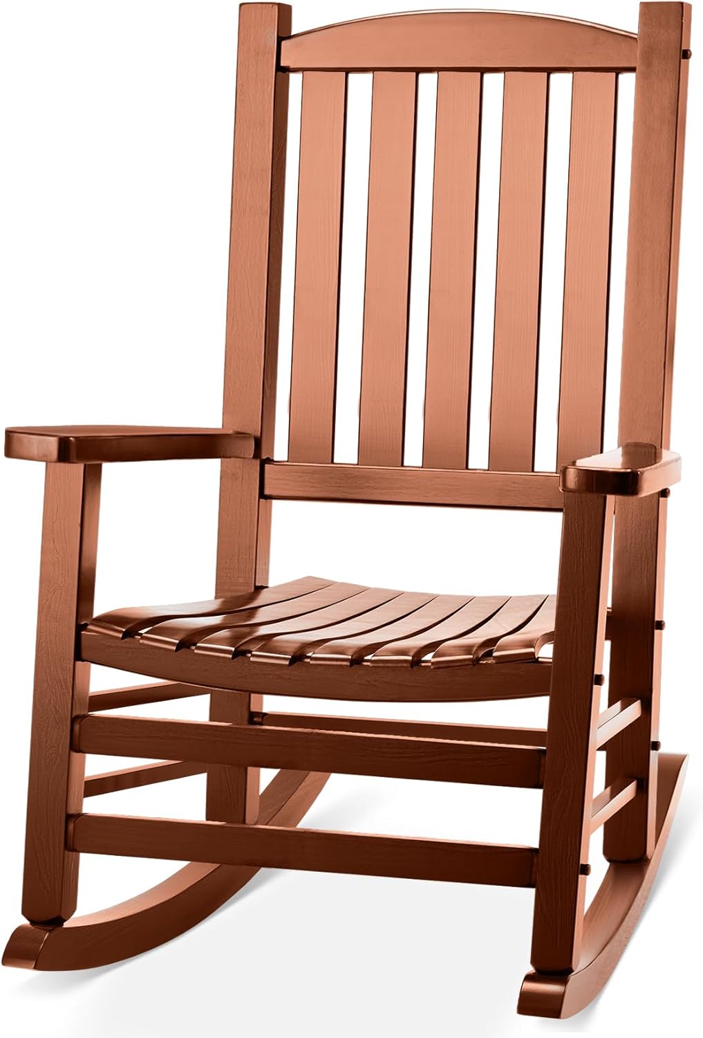 Wood Outdoor Rocking Chair with High Backrest for Comfort