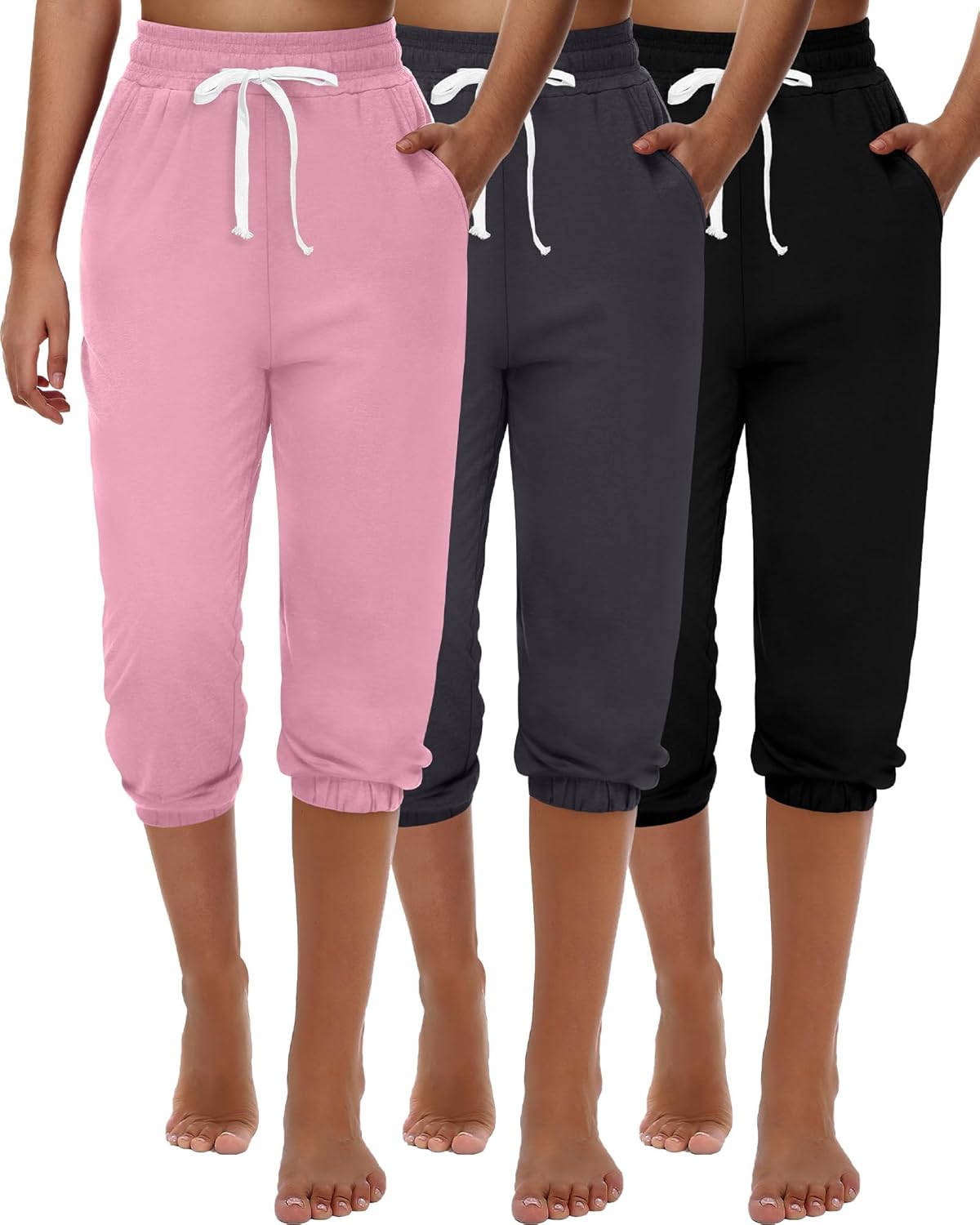 Ficerd Women's Capri Sweatpants Joggers for Summer Comfort