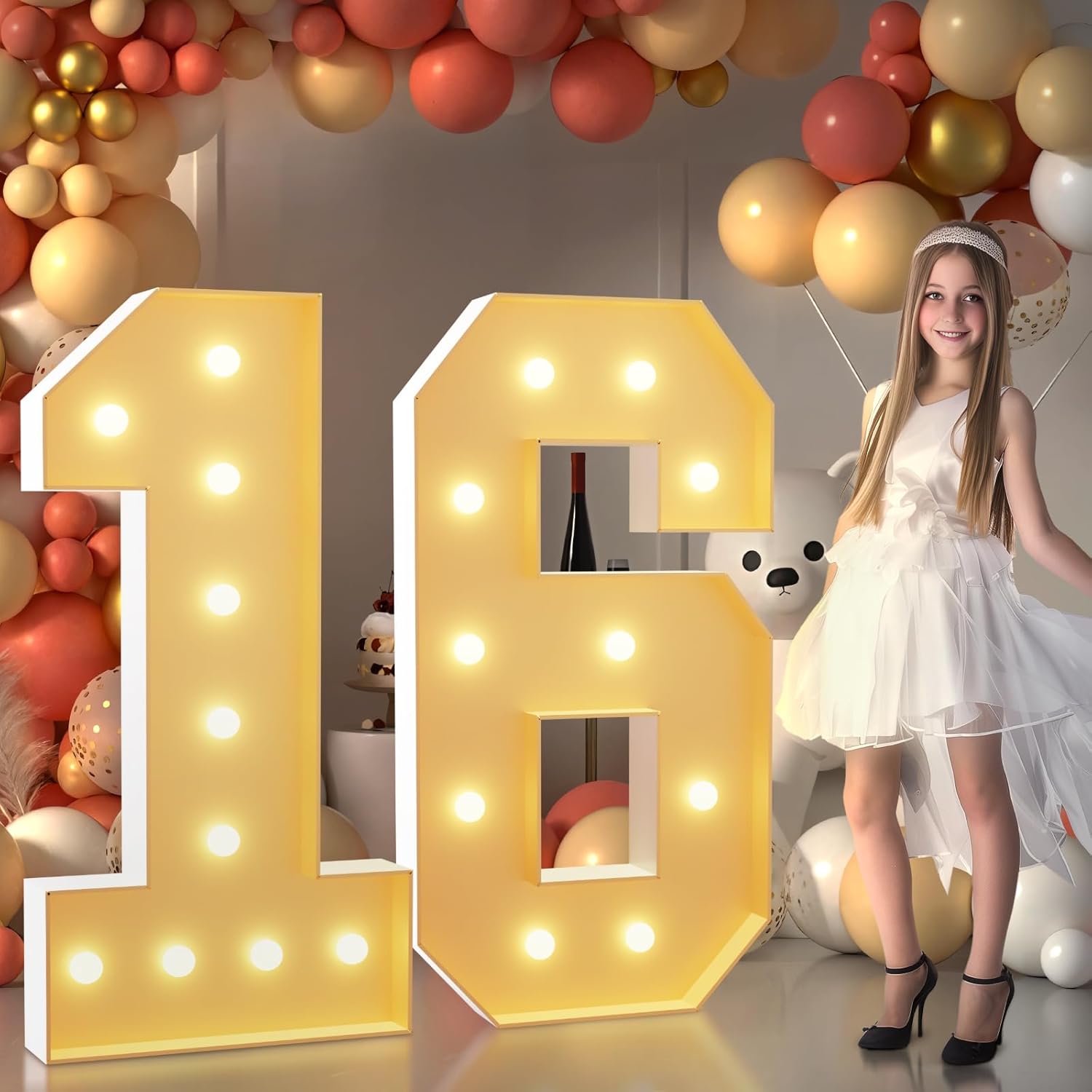 4FT Marquee Numbers for 16th Birthday Decorations and More