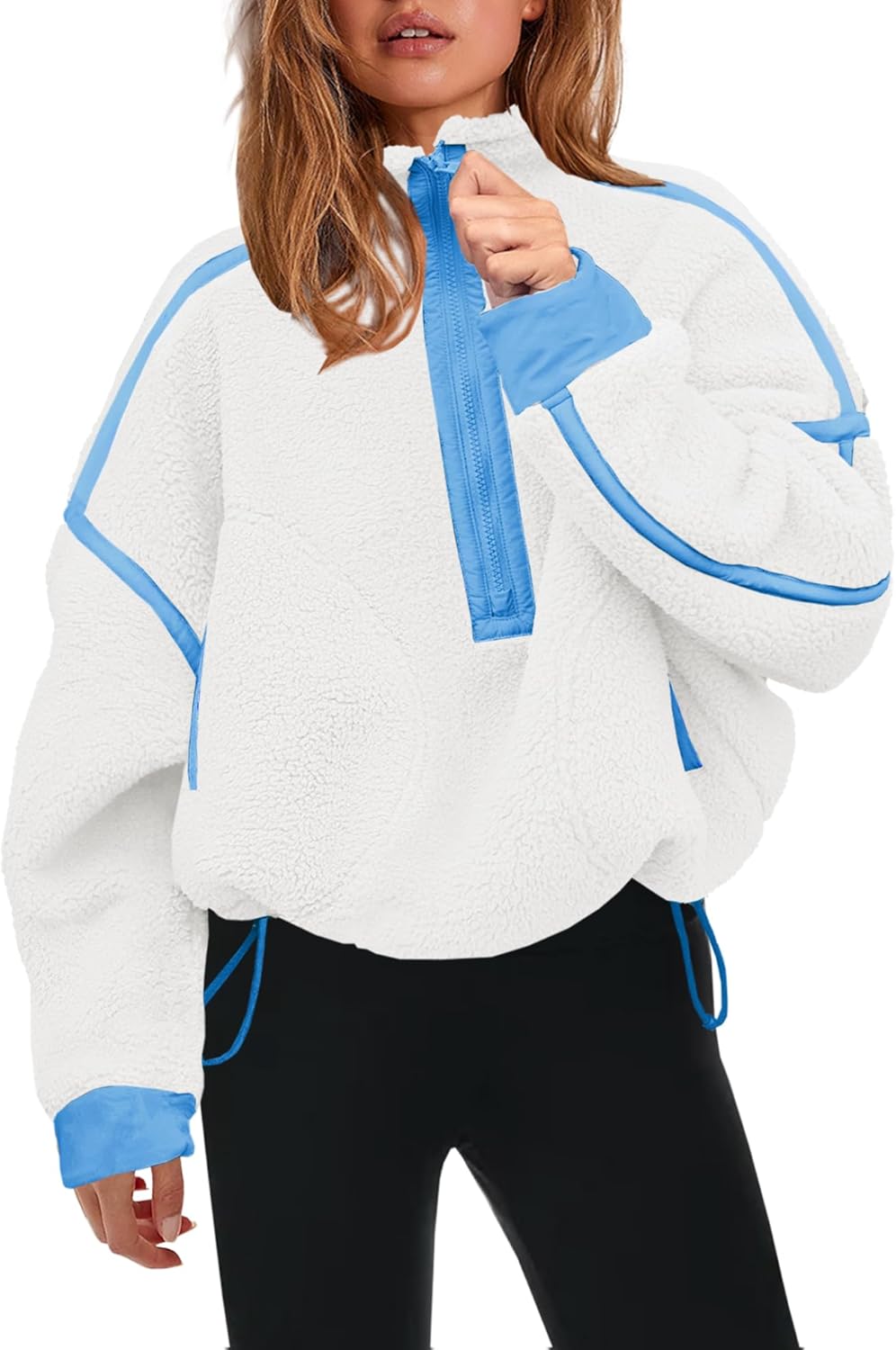 Panadila Womens Half Zip Sherpa Fleece Pullover for Cozy Style